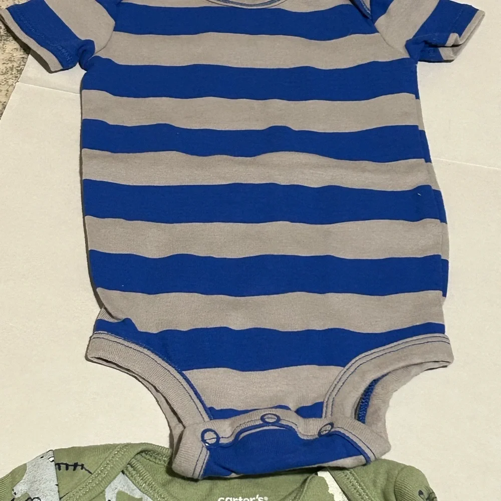 Blue and Green Dinosaur Print Kids One Piece Set - Picture 4 of 7